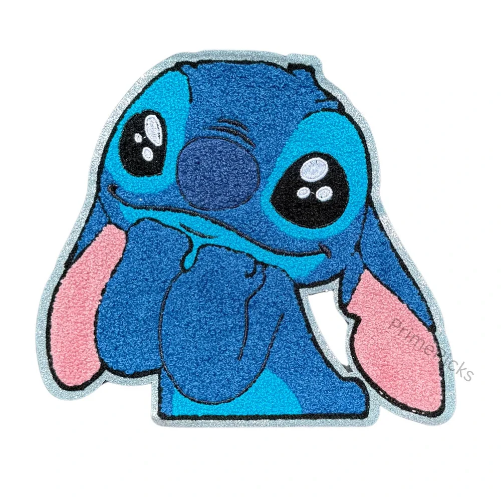 Blue Alien Chenille Patch – 10x9 inches Cartoon Applique – Soft Embroidery